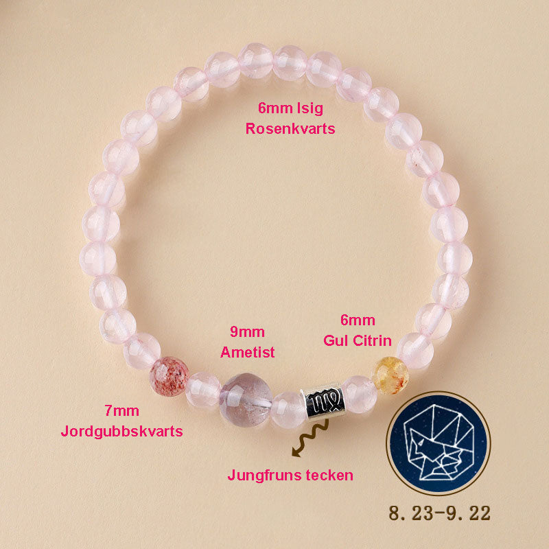 ✨ Personligt Stjärntecken Armband – Äkta Kristall Energi-Resonator 🌌 Zodiak Gåva 🎁