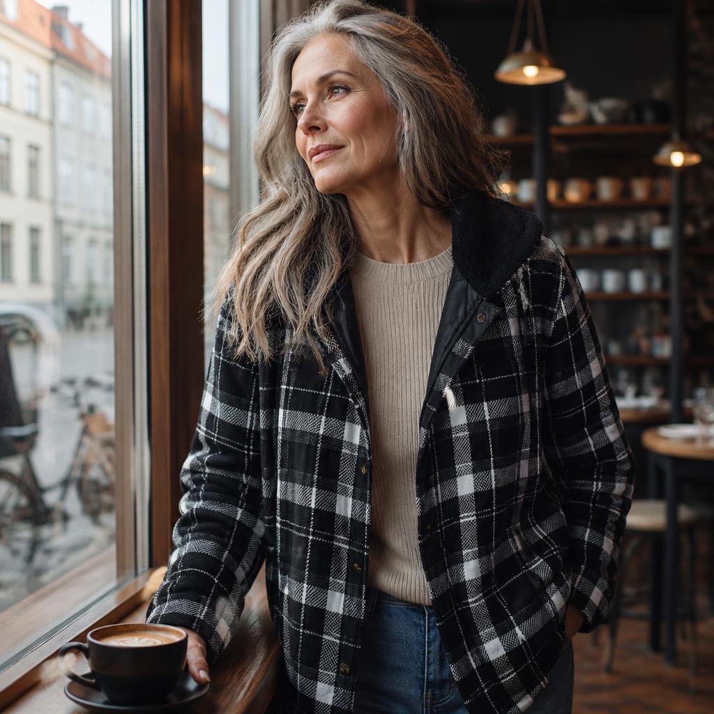 ❄️ Undgå Kulden i Stilen: Luksuriøs Ternet Vinterjakke med Plysforing & Hætte ☕