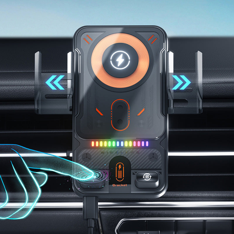 🔥 JUST NU 50% RABATT 🎁⚡ Över 50 000 sålda! 📱 Smart 2-i-1 Roterande Bilhållare & Trådlös Laddare ⚡